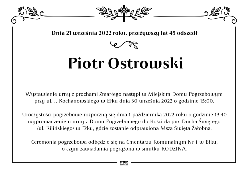 Piotr Ostrowski - nekrolog
